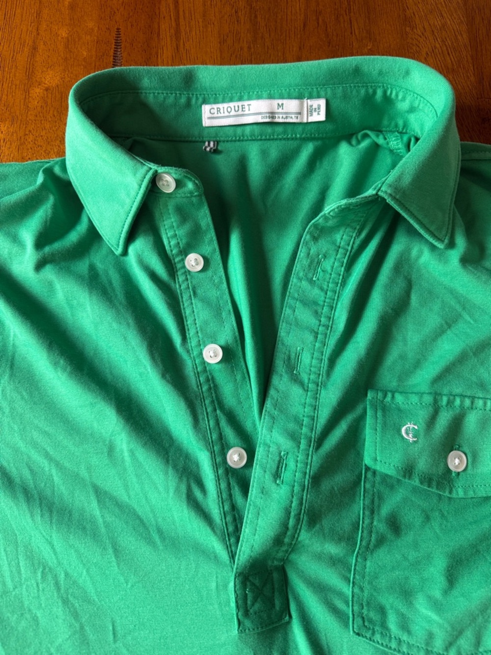 Criquet Players Shirt Polo Green Short Sleeve Pocket Logo Men Size Medium - Picture 2 of 4